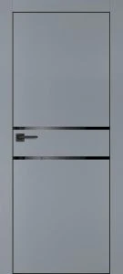 Межкомнатная дверь PX-18 черная кромка с 4-х ст. Серый матовый