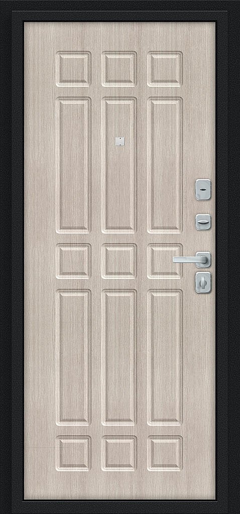 Входная дверь Мило МФ/BChrome Букле черное/Cappuccino Melinga BR6202